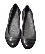 Crocs Women&#39;s Size 8 Black Patent Cap Toe Slip On Ballet Flats Comfort S... - $22.43