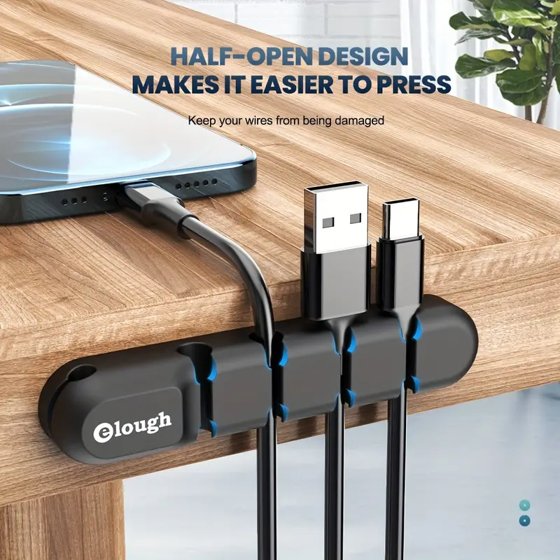 USB Desktop 5- Hole Flexible Cable Organizer Manage Mouse Keyboards Type... - $17.79 CAD
