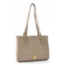 DR462 Women&#39;s Real Leather Twin Handle Shoulder Bag Taupe - £47.46 GBP