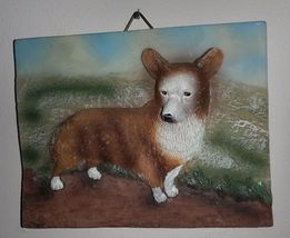 CORGI Dog Ceramic Plaque Painting Wall Art Pet Decor NEW image 1