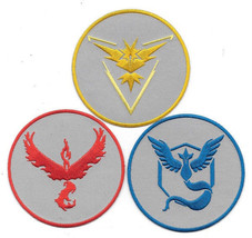 Pokemon Go Game Team Instinct Mystic and Valor Logos Embroidered Patch Set of 3 - £10.59 GBP
