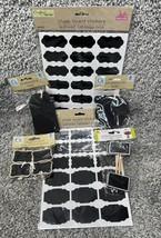 Chalk Board Label Stickers &amp; Tags Clothespins Wood Stakes Bundle Set Small - $19.87