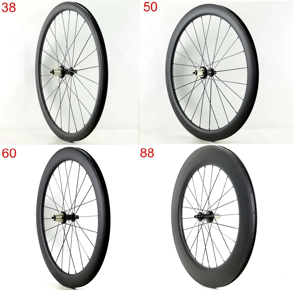 Free shipping 700C 38/50/60/88mm depth Road  wheels 25mm width Clincher bicycle  - £340.30 GBP