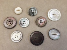 Mixed Lot of 9 Vintage Mother of Pearl Shell Two Four Hole Buttons 2.25-... - $19.99