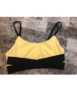 NEW Koral Sports Bra Wire Free Yellow &amp; Black Criss Cross Bands Women&#39;s ... - $21.77
