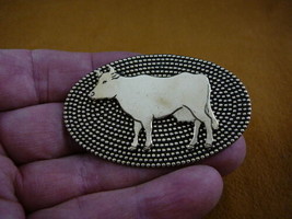(b-cow-3) Cow love cows farm bovine Victorian BRASS pin pendant - $19.62