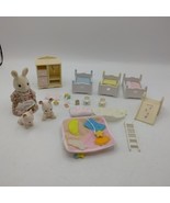 Calico critters Sylvanian Rabbit Mom Twins Baby Nursery Furniture Blanke... - $17.41