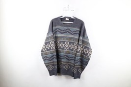 Vtg 90s Coogi Style Mens L Ed Bassmaster Rainbow Southwestern Cosby Knit Sweater - £44.36 GBP