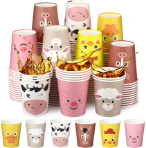 Farm Animal Cups Party Paper Cups 9 Oz 120 Count Cute Disposable Drink Cups Pig  - £27.82 GBP