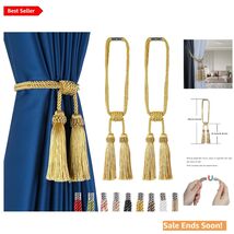 Magnetic Tassel Curtain Tiebacks 2 Pack Gold Modern Handmade Decorativel... - $24.70