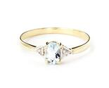 Galaxy Gold GG, 14K Solid Yellow Gold, Natural Aquamarine and Diamond Ri... - $559.59