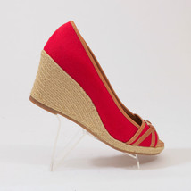 Sahara Red Canvas Espadrille Wedge Heels US 7M - $17.81