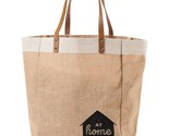 Canvas Tote Shopping Bag 16&quot; High Jute Leather Handles Environmentally F... - $22.76