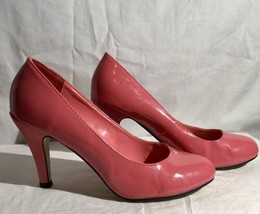 PIERRE DUMAS Heels Hot Pink patent leather Round toe Stiletto Heels Size 7.5 - £9.82 GBP