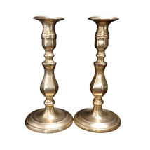 18th Century Heavy Brass Candlesticks Pair - £203.38 GBP