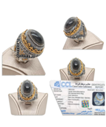 Sulimani Aqeeq Silver Eye Agate handmade Sufi Shia Men Silver Ring خاتم ... - £150.13 GBP