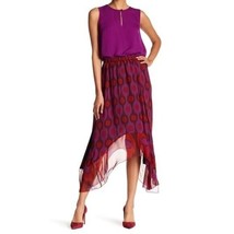 Diane Von Furstenberg Printed Louella Handkerchief-Hem Silk Skirt Purple S - £37.72 GBP