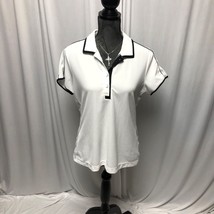 EP Pro Tour Tech Golf Polo Womens Size Large White Black Short Sleeve Shirt - $18.61