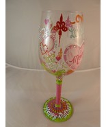 Lolita I Love you Mom Hand Painted Wine Glass &amp; Recipe Mothers Day - $17.70