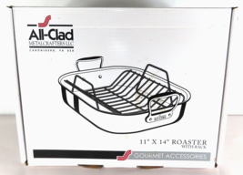 NEW All-Clad Metalcrafters 11&quot; x 14&quot; Stainless Steel Roaster Pan with Rack - £99.24 GBP