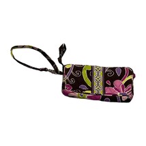 Vera Bradley Punch Wallet Women&#39;s Purple Brown Floral Cotton Quilted Zip... - £17.34 GBP