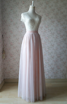 Blush Pink Tulle Maxi Skirts Bridesmaid Custom Plus Size Tulle Skirt Outfit image 3