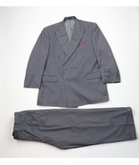 Vintage 90s Streetwear Mens 44R 2 Piece Pinstriped Suit Wedding Gray Pan... - €146,99 EUR