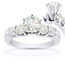 Forever ONE D-E-F Round Cut Moissanite 5-Stone Engagement Ring in 14k White Gold - £722.79 GBP+