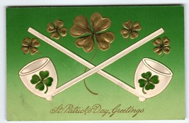 St Patrick&#39;s Day Postcard John Winsch Back Shamrocks Pipes Germany Embossed - $16.20