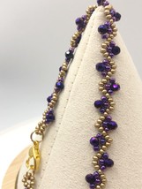 Purple Crystal Gold Bracelet Fashion Minimalist NEW - £12.50 GBP