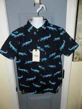 Free Planet Navy Alligator / Crocodile Button Down Shirt Size 14/16  Boy&#39;s NEW - £20.42 GBP