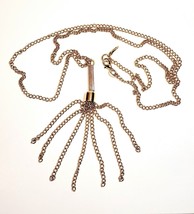 Vintage Industrial Glam Necklace Costume Handmade 7 Chain Dangle B66 Maine - £16.73 GBP