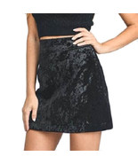 Storia Womens M Crushed Velvet Black Mini Skirt High Waist Mod 60s Goth  - £28.30 GBP