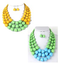 Colorblock African Fashion Multi-layers Acrylic Beads Necklace & Earring Set - $19.99