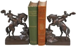 Bookends Bookend AMERICAN WEST Lodge Let R Buck Cowboy on Bucking Horse Resin - £205.38 GBP