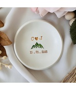 Personalized, custom ring dish, Green mountain, polymer clay dish - £23.95 GBP