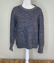 loft women’s button sleeve pullover sweater size L black White Knit M2 - £9.55 GBP