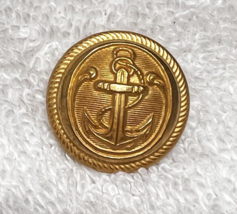 Older Gold Tone Metal Picture Button Anchor &amp; Rope High Dome 1 Inch Mark... - £7.52 GBP