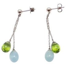 Authentic! Tiffany &amp; Co 18k White Gold Rainbow Drop Peridot Chalcedony E... - $3,000.00