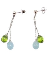 Authentic! Tiffany & Co 18k White Gold Rainbow Drop Peridot Chalcedony Earrings - $3,000.00