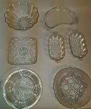 Vintage Collection Cut Glass Pieces Set of 7 Clear  Wedding Shower Shabby Chic - £40.98 GBP