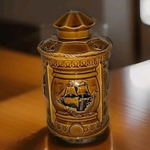 Vtg Enesco Tobacco Cookie Jar Nautical Ship Helm Anchor Brown Glaze Japa... - £23.58 GBP