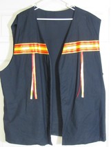 Native American Seminole Men&#39;s Traditional Patchwork Vest Black Lined 2X... - $197.99