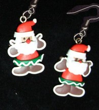 Christmas Gingerbread Man Santa Earrings Holiday Cookie Food Charm Funky Jewelry - £7.69 GBP