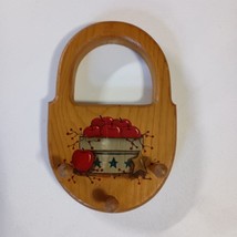 Vintage Wooden Key Holder Painted Apple Basket Wall Hanging Plaque Farmh... - $231.83 MXN