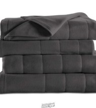 Sunbeam Quilted Fleece Electric Heated Warming Heat Blanket Slate Gray T... - $56.99
