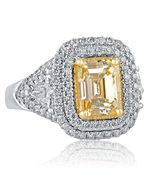 GIA 3.46 Carat Emerald Cut Faint Yellow Diamond Engagement Ring 18k White Gold - $220,005.32 MXN