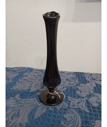 Black Amethyst Depression Glass Art Deco Style Footed Bud Vase 7.5&quot; - $24.74