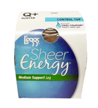 L&#39;eggs Sheer Energy Control Top Medium Support Pantyhose Tights, Size Q+, SUNTAN - £4.71 GBP