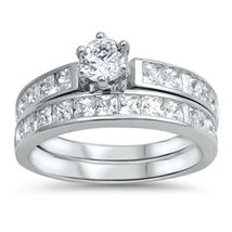 14k White Gold Over 0.40 Ct Round Cut Diamond Wedding Engagement Bridal Ring Set - £91.51 GBP